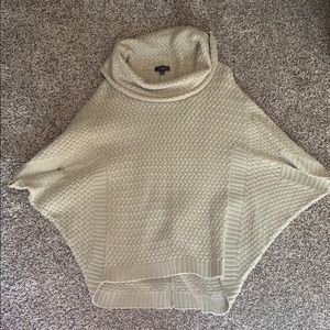 Tan Knit Limited Cowl Neck Poncho Style Sweater
